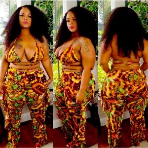 2pc multicolor swimsuit plus size